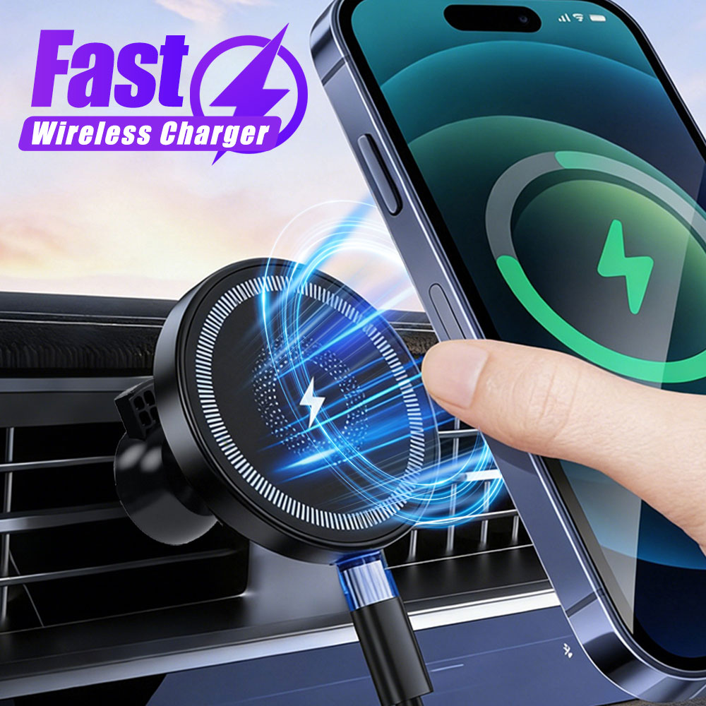 Wireless Car Charger Mount Fast Charging - Soporte Magnético Inalámbrico para Coche con