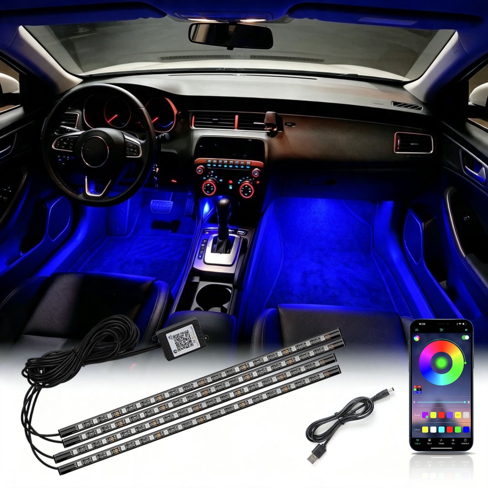 Led Ambient Interior Car Lights App Control - Lámpara Ambiental RGB Multimodo para Interior