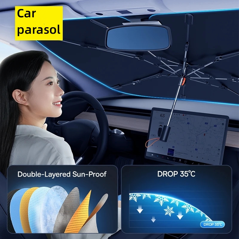 Car Sunshade Windshield Umbrella Foldable - Parasol para parabrisas de coche, sombrilla