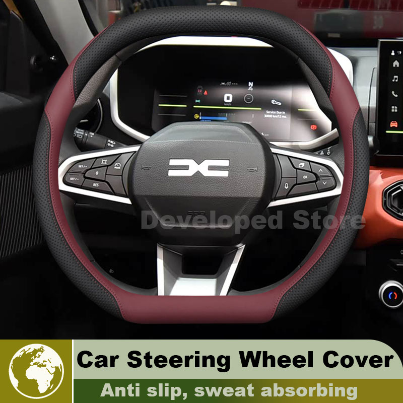 Car Steering Wheel Cover Anti Slip Breathable - Funda de Cuero para Volante de