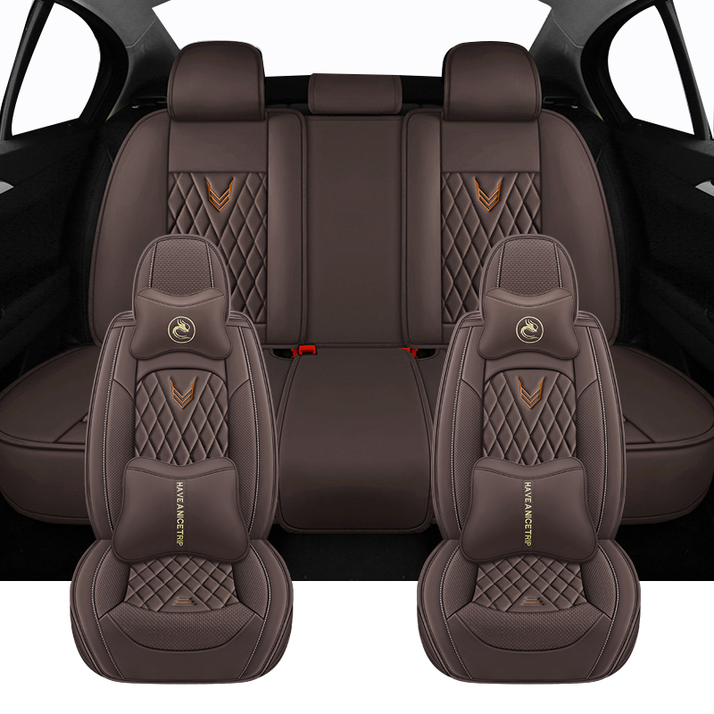 Leather Car Seat Covers Full Set Universal - Juego completo de fundas universales para