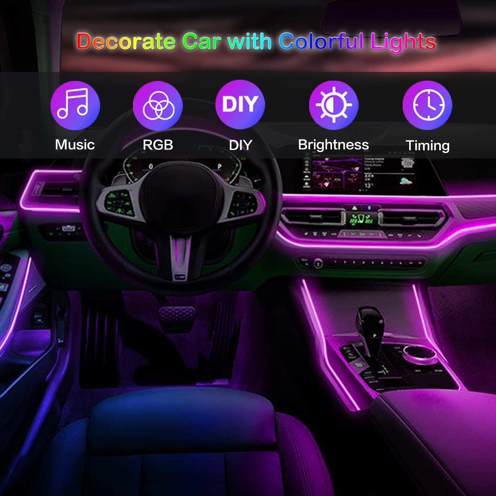 Tira de luces LED para Interio - Led Ambient Interior Car Lights App Control reseña y precio
