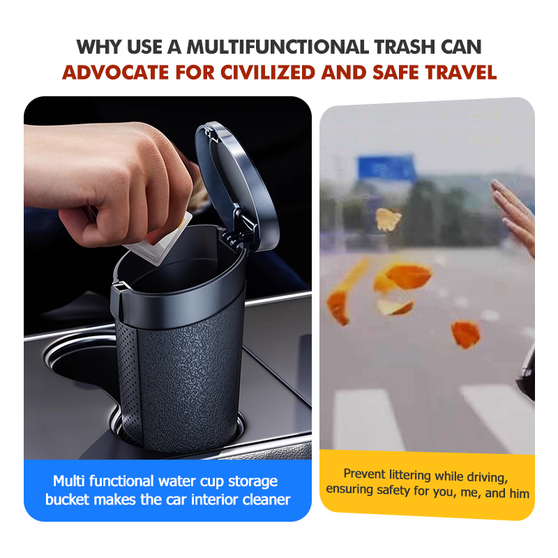 Cubo de basura para coche, caj - Waterproof Car Trash Can With Lid reseña y precio