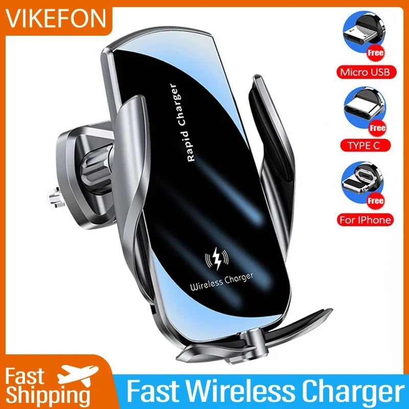 VIKEFON-cargador inalámbrico p - Wireless Car Charger Mount Fast Charging reseña y precio