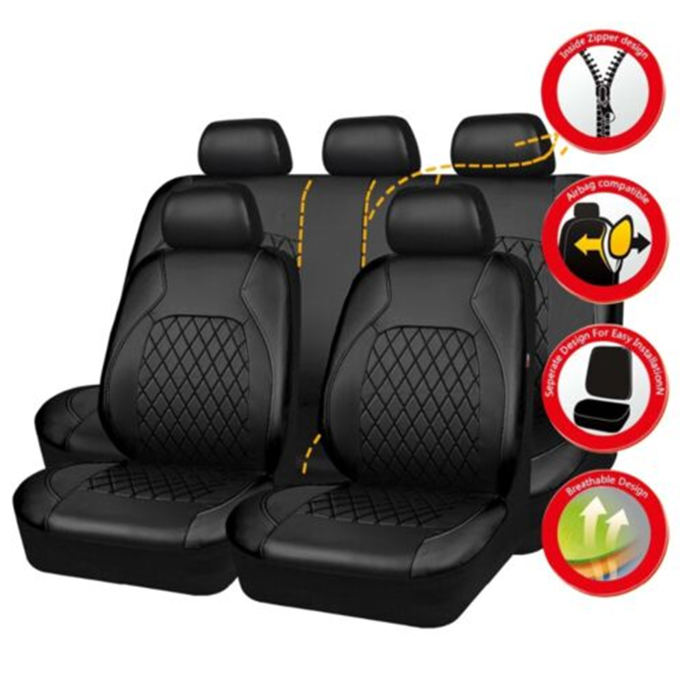 Juego de fundas universales pa - Leather Car Seat Covers Full Set Universal reseña y precio