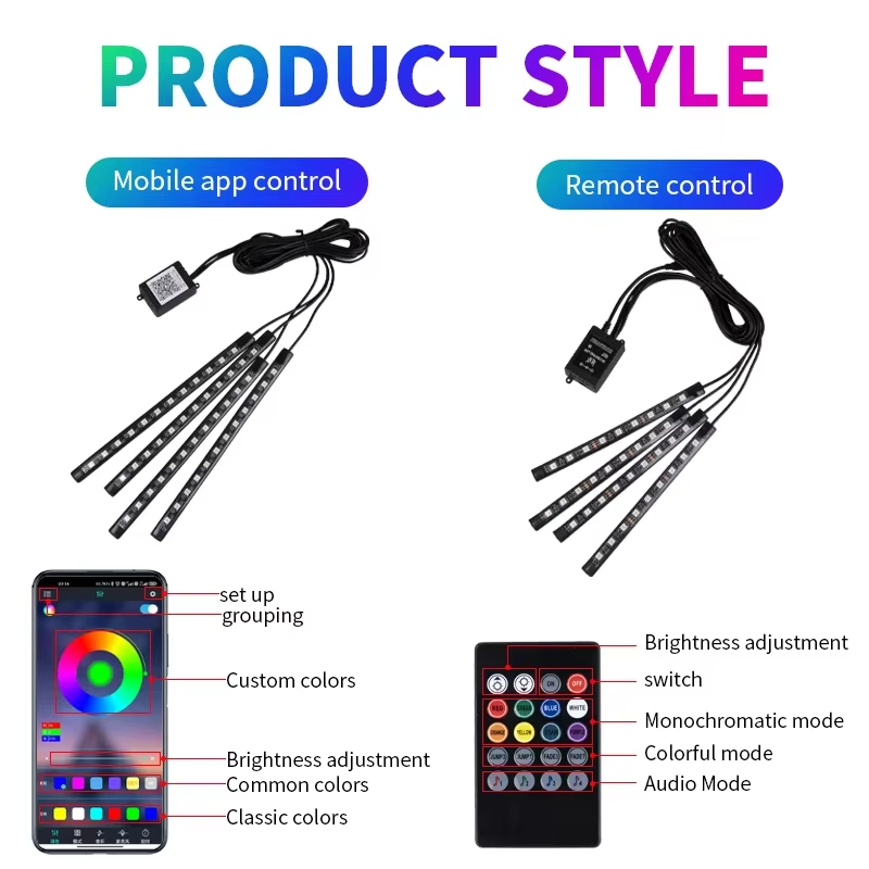 Retroiluminación RGB, aplicaci - Led Ambient Interior Car Lights App Control reseña y precio
