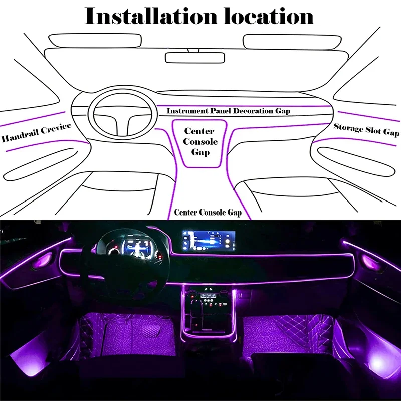 Luces de alambre EL flexibles  - Led Ambient Interior Car Lights App Control reseña y precio